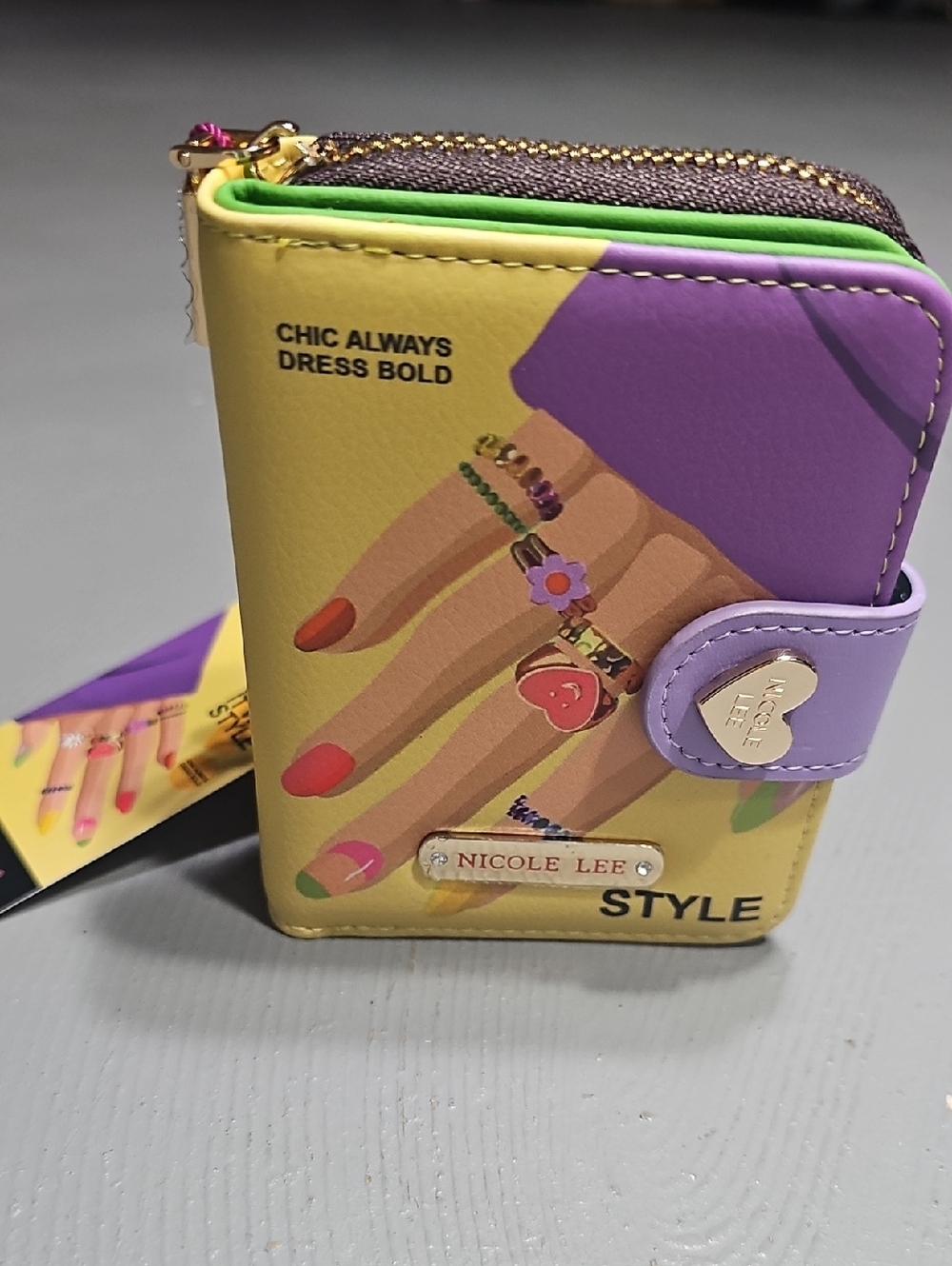 Nicole Lee Heart Bifold Wallet Nail Polish Design NWT Made In USA